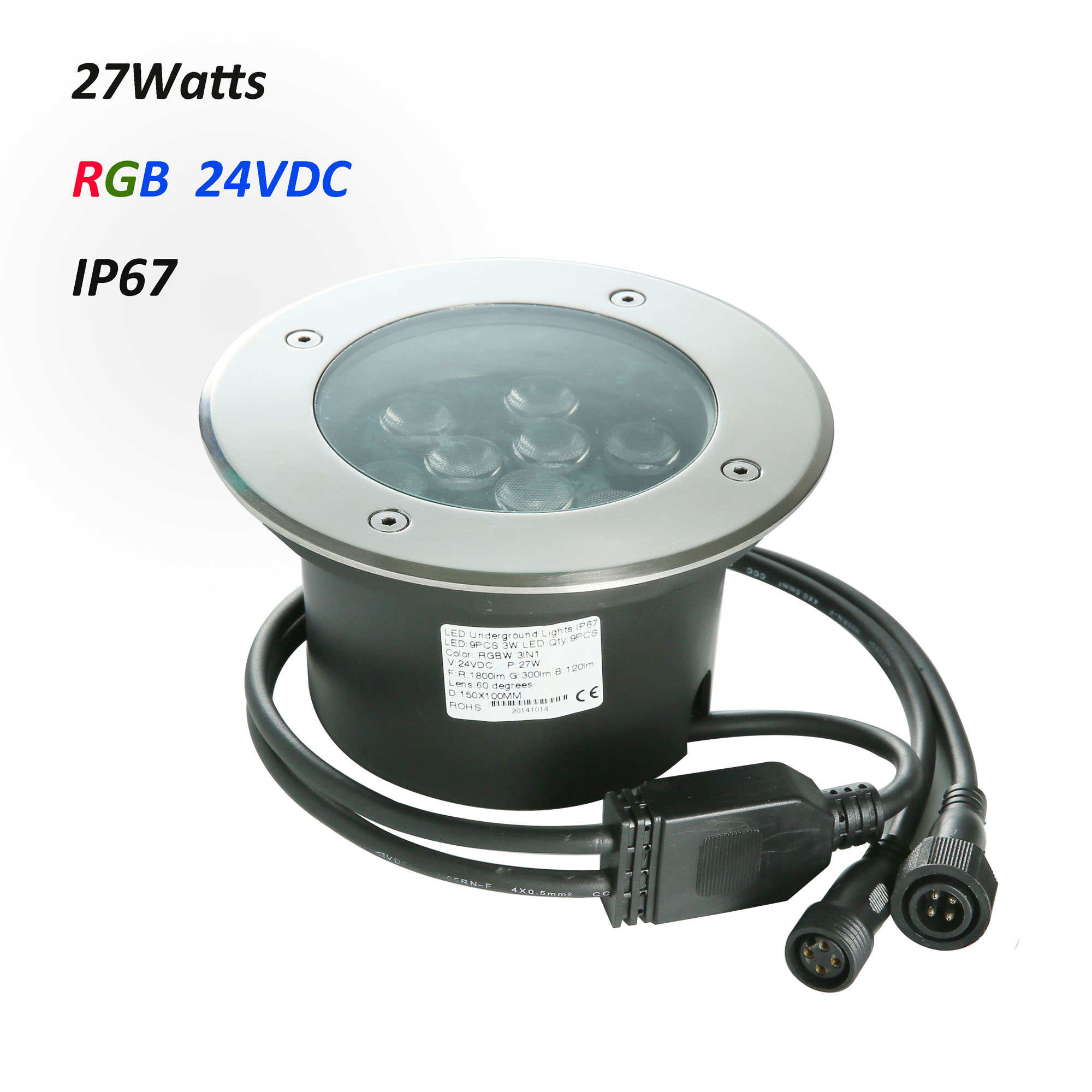 Waterproof LED Underground Light 24VDC RGB 27W
