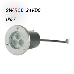 Waterproof LED Underground Light 24VDC RGB 9W