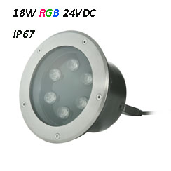 Waterproof LED Underground Light 24VDC RGB 18W