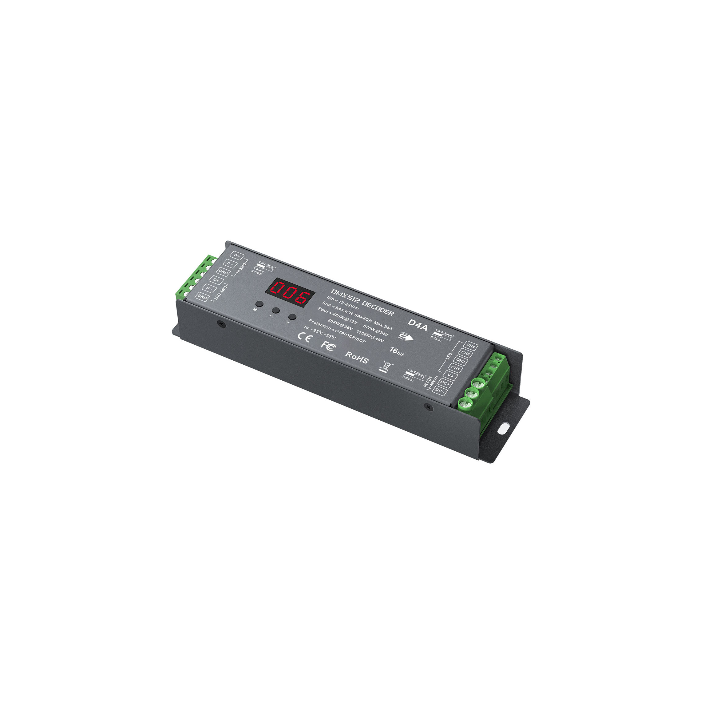 D4A with DMX wires strips 4 Channel DMX/RDM Decoder Full Spectrum 16bit Decoder Constant Voltage